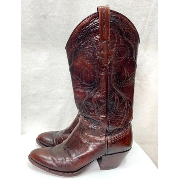 Vintage Dan Post Leather Cowboy Western Boots Womens Size 5 Country Rodeo - Picture 2 of 13
